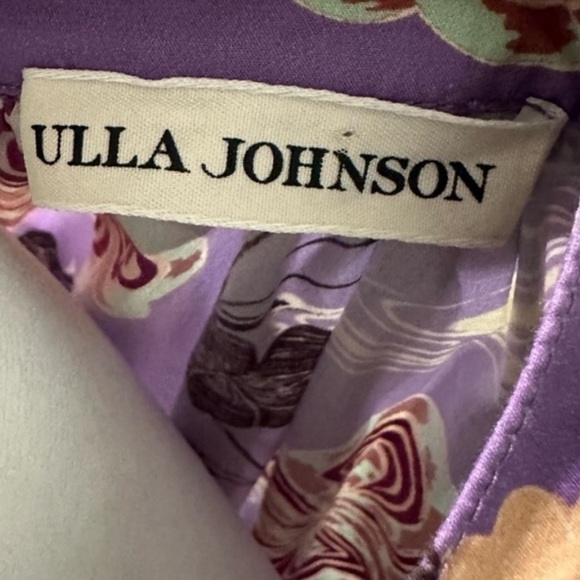 NWOT Ulla Johnson Dasha Popelin Ruffle Tier Purple Zinnia Floral Midi Dress - Picture 8 of 16